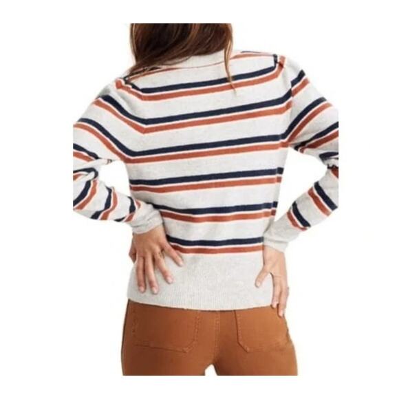 Madewell Margo Stripe Wool Blend V-Neck Sweater SZ Small - Picture 2 of 14